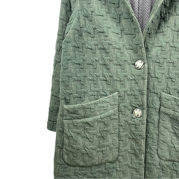 Cartonnier at Anthropologie Green Extended Houndstooth Textured Knit Blazer US M - Picture 7 of 9